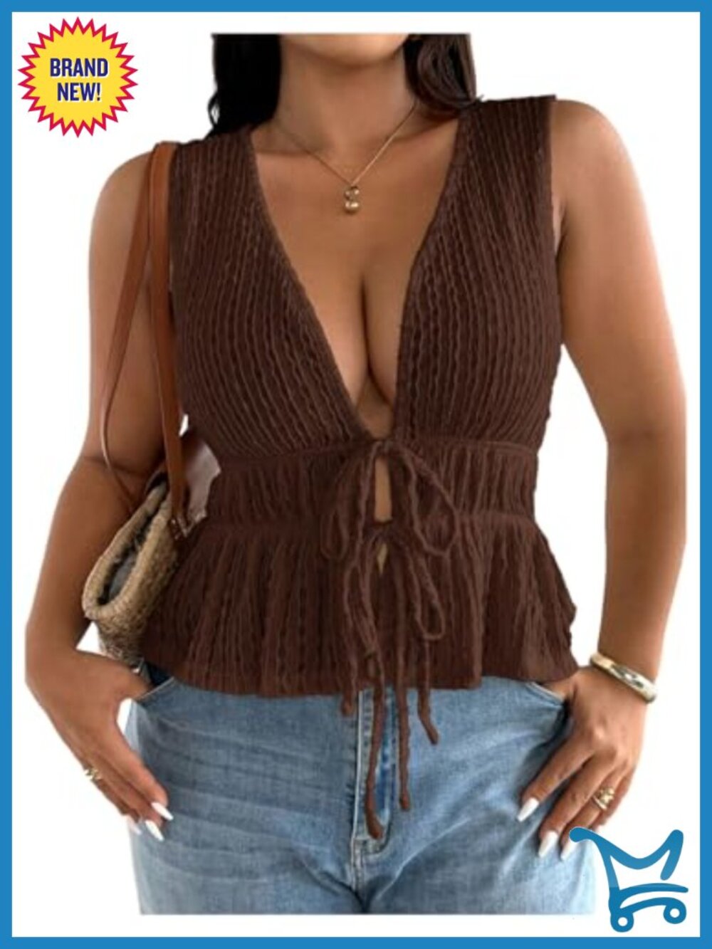 Tie Front Tank Top V Neck Going Out Sleeveless Slim Fit Summer